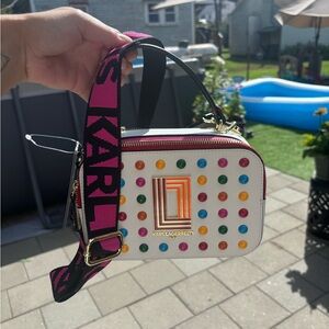 Karl Lagerfeld Colorful Crossbody Bag with Adjustable Guitar Strap